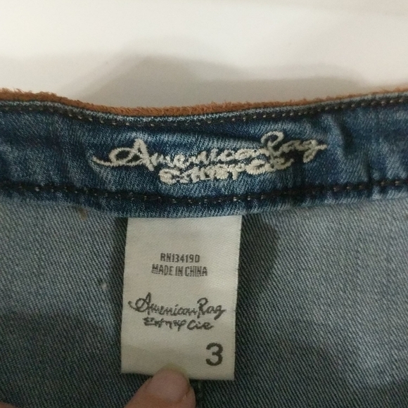 American Rag Denim Button Down Skirt Faux Suede Trim Medium Wash - size 3 - Picture 2 of 5